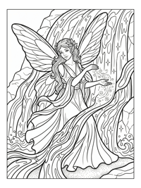 Garden Fairy Sprinkling Dust By Waterfall