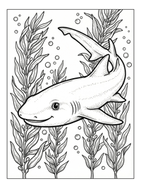 Nurse Shark Swims Among Kelp Plants