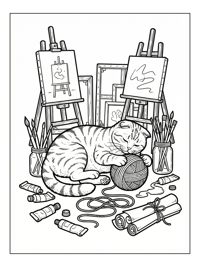 British Shorthair Cat Yarn Art Studio