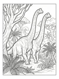 Brachiosaurus Pair Exploring Prehistoric Swamp