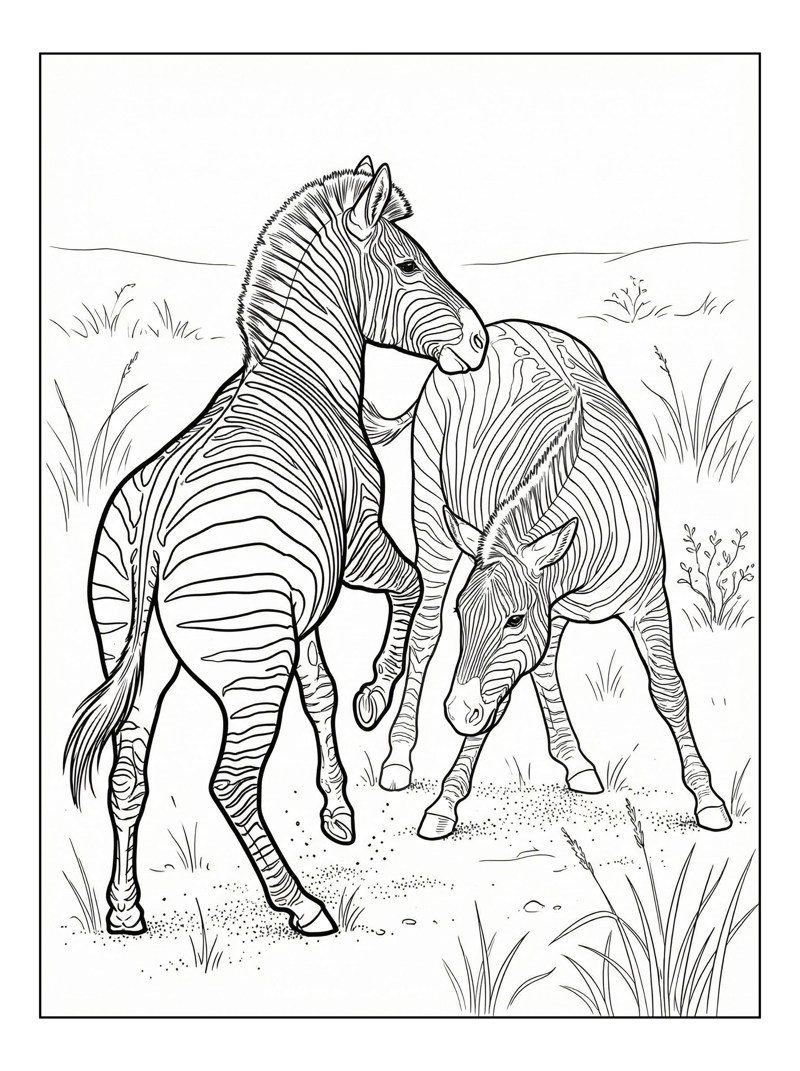 Social Plains Zebras Playing Grasslands