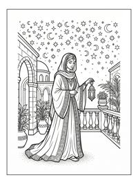 Desert Princess Holding Lantern On Terrace