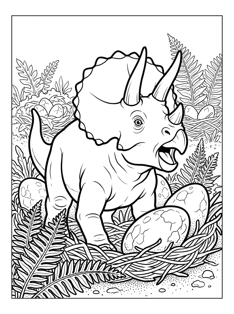 Baby Triceratops Roaring In Nest