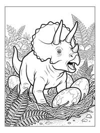 Baby Triceratops Roaring In Nest