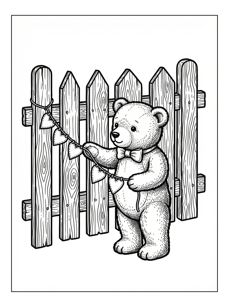 Baby Teddy Bear Strings Heart Bunting