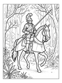 Knight On Horse Patrolling Forest Clearing