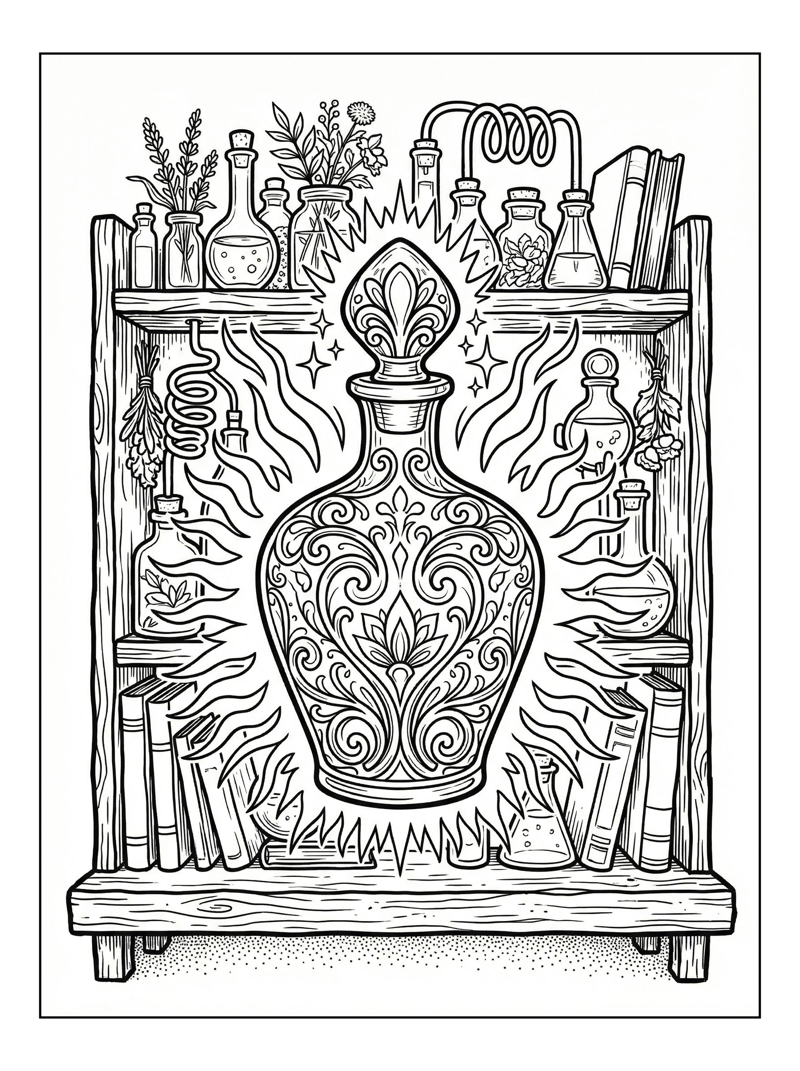 Ornate Bottle Alchemist Shelf