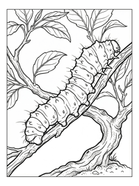 Luna Moth Caterpillar Crawling On Branch