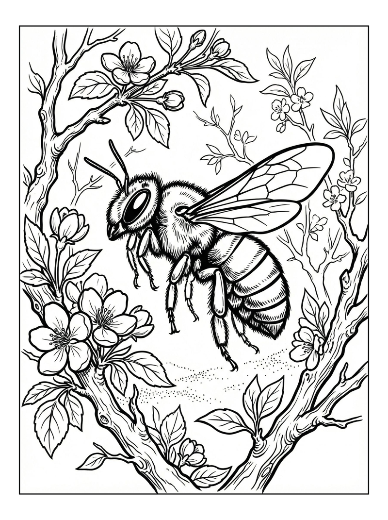 Mason Bee Hovering In Orchard
