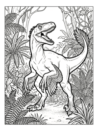 Velociraptor Roaring In Prehistoric Jungle