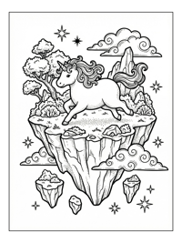 Unicorn Galloping On Floating Island