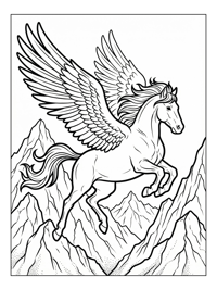 Pegasus Soaring Over Mountain Peaks