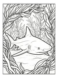 Bull Shark Resting In Kelp Forest