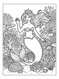 Mermaid Queen Waving Coral Reef