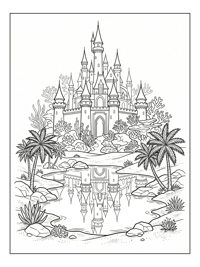 Underwater Castle Reflecting In Desert Oasis