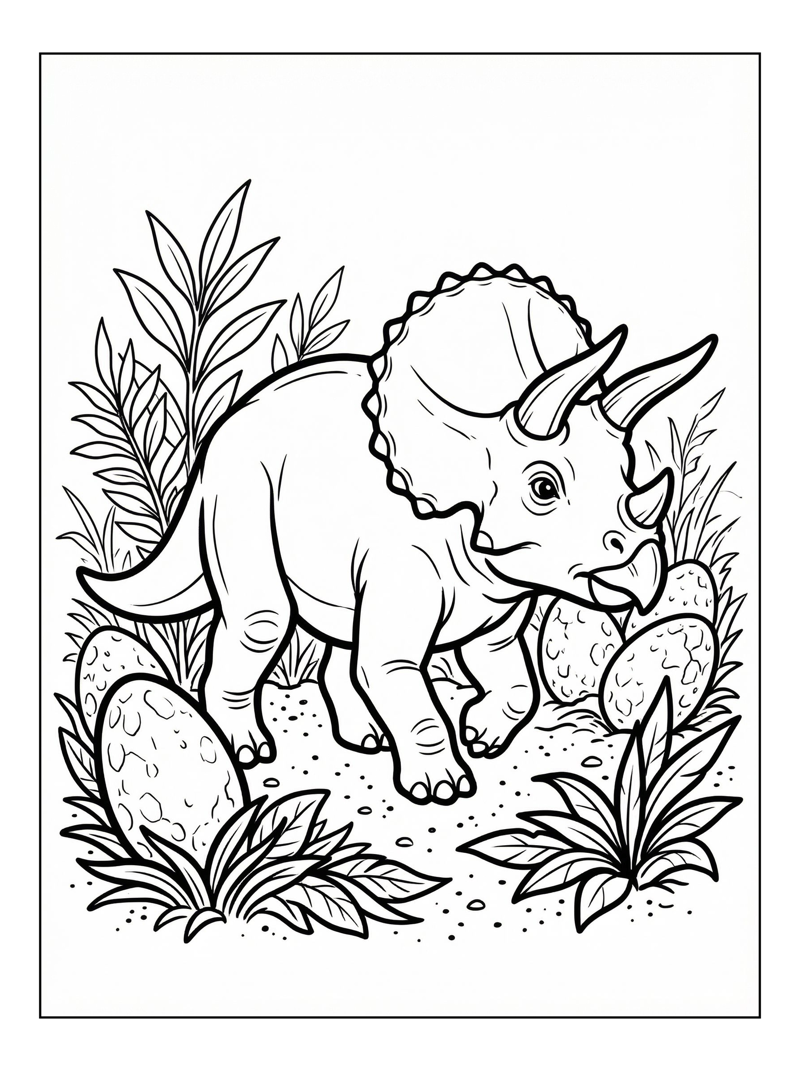 Baby Triceratops Walking Nesting Grounds