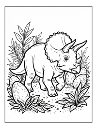 Baby Triceratops Walking Nesting Grounds