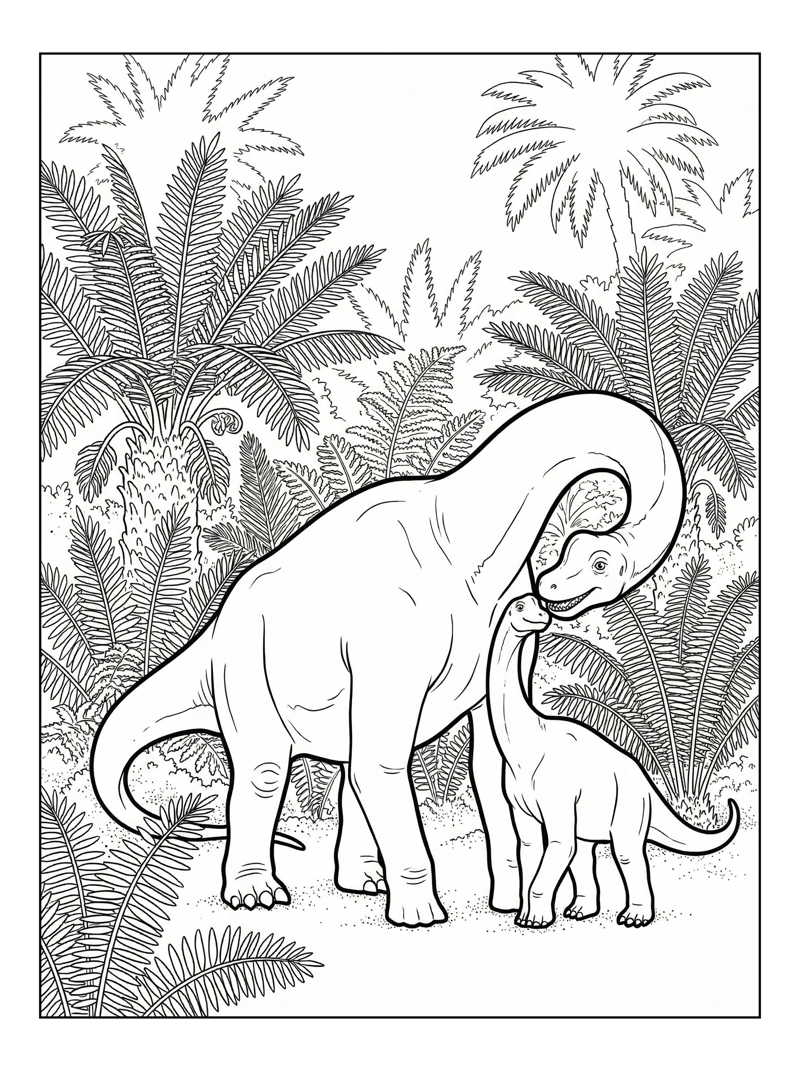 Mother Baby Brachiosaurus Fern Valley