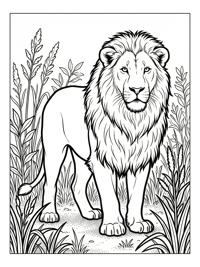 Asiatic Lion Standing In Tall Grass