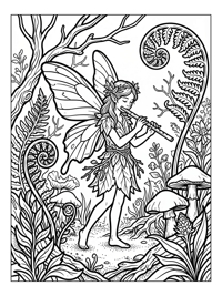 Garden Fairy Playing Flute Enchanted Forest