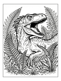 Velociraptor Roaring Jungle Fern Forest