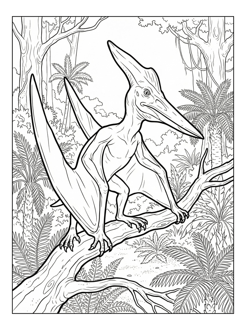 Pterodactyl Perching In Jungle