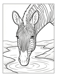 Zebra Drinking At Watering Hole