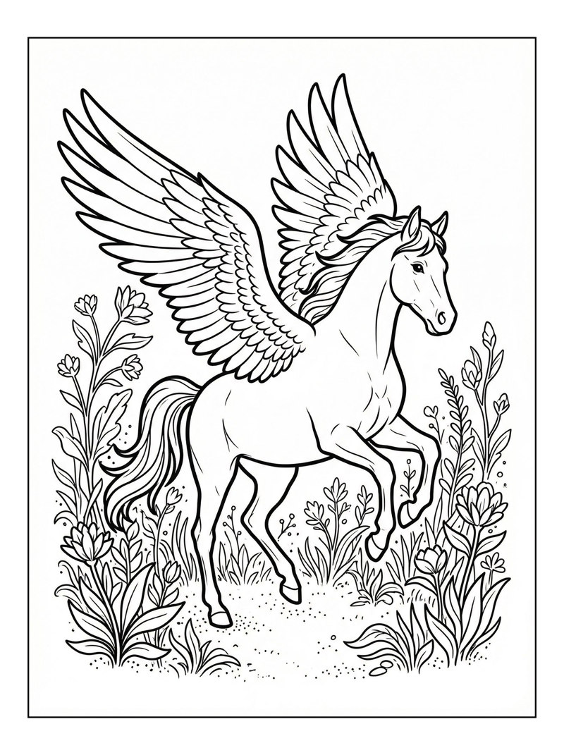 Pegasus Landing In Enchanted Meadow