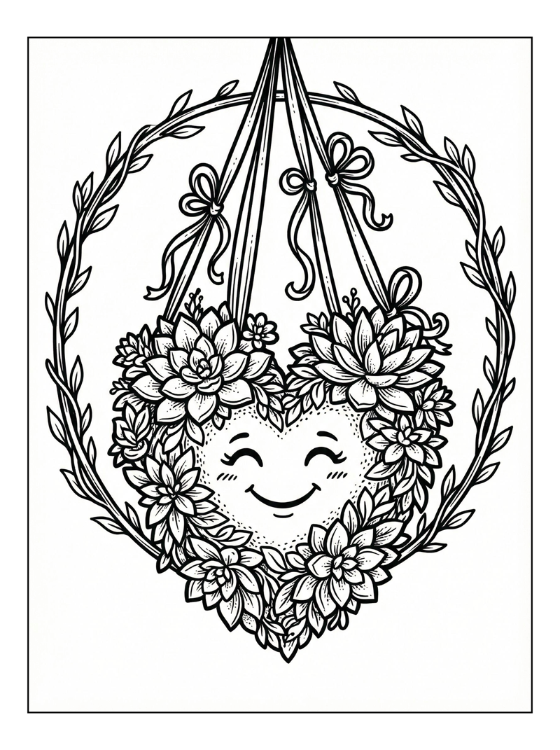 Heart Shaped Succulent Hanging Ribbons
