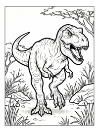 T-Rex Prowling Savannah Grass