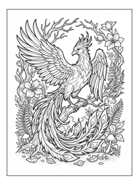 Phoenix Perching In Enchanted Forest