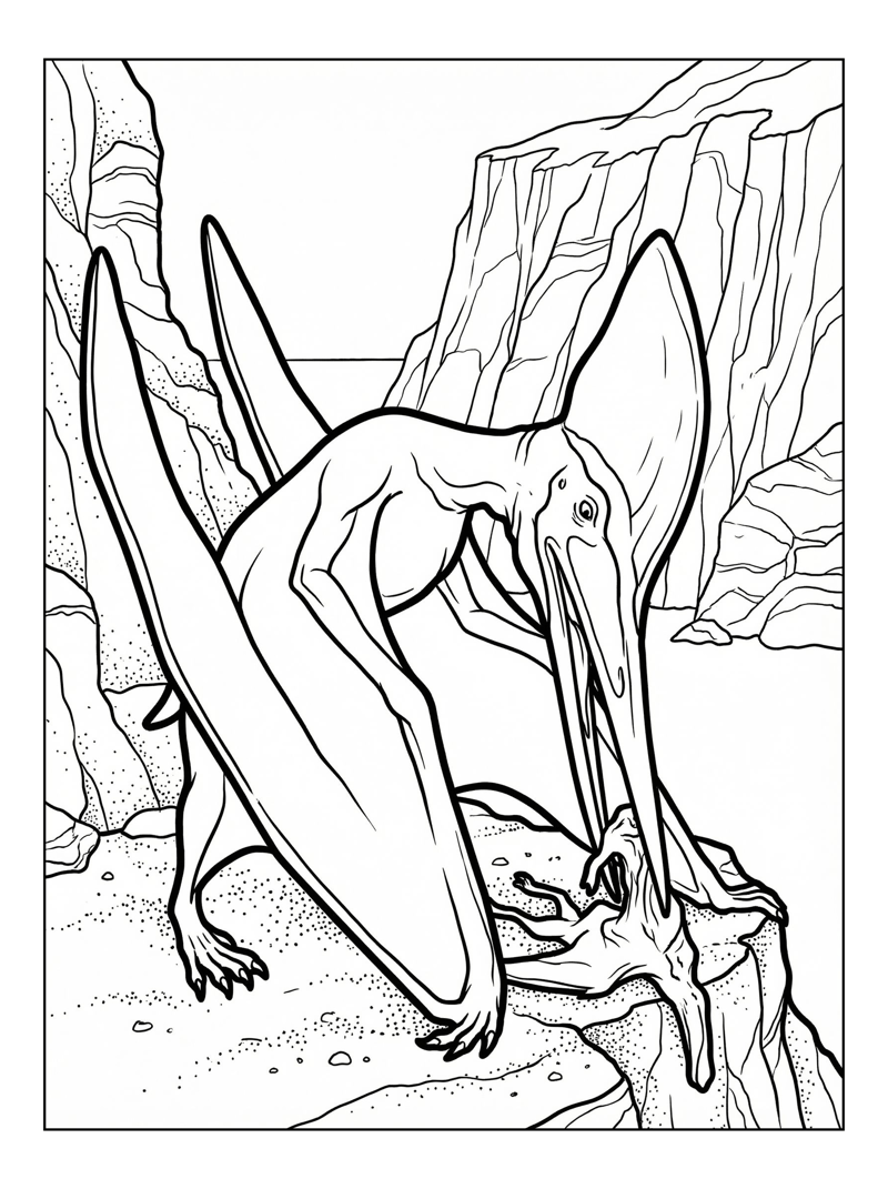 Pterodactyl Feeding By Coastal Cliffs