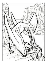 Pterodactyl Feeding By Coastal Cliffs