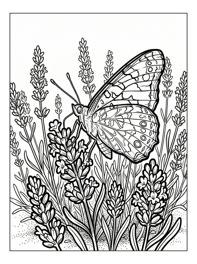 Painted Lady Butterfly Sips Lavender Nectar