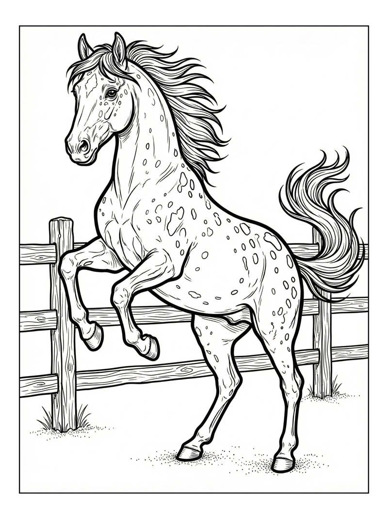 Appaloosa Rearing By Wooden Fence