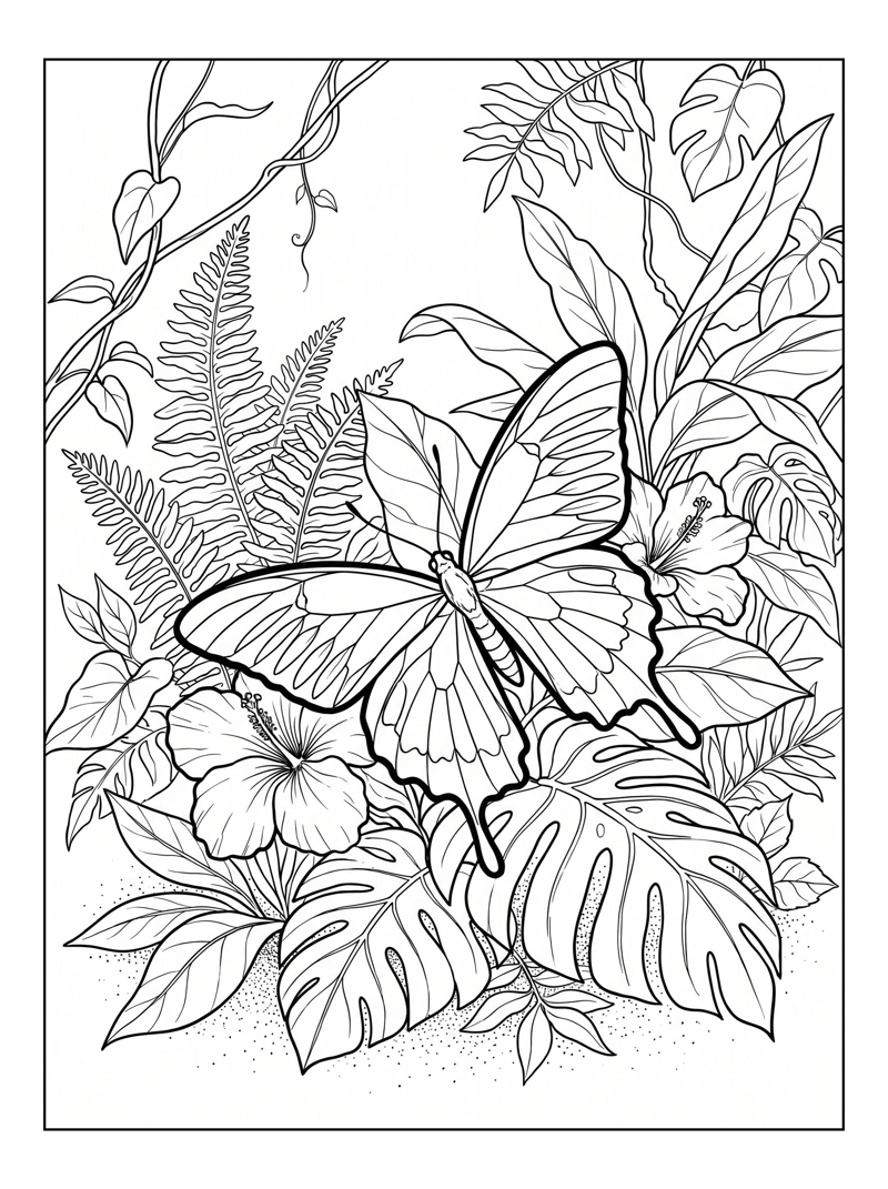Ulysses Butterfly Sunbathing In Rainforest