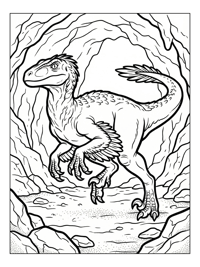 Velociraptor Prowling Ancient Cave