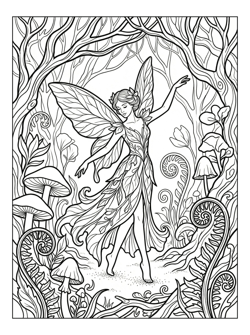 Flower Fairy Dancing In Enchanted Forest