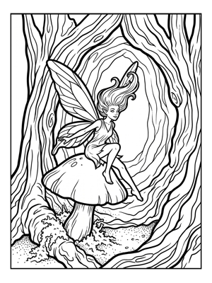 Star Fairy Sitting On Mushroom Tree