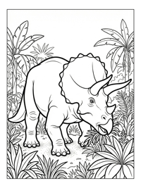 Triceratops Grazing In Prehistoric Jungle