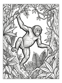 Bonobo Monkey Climbing Rainforest Tree