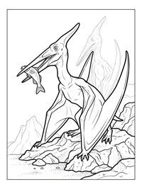 Father Pterodactyl Fishing Volcanic Landscape