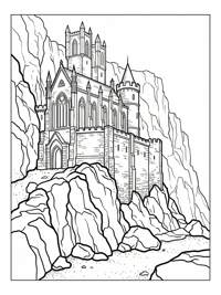 Ancient Gothic Castle On Rocky Cliff