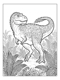 Feathered Tyrannosaurus Walking In Fern Field