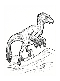 Velociraptor Jumping On Sandy Dunes