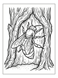 Queen Bee In Hollow Tree Trunk