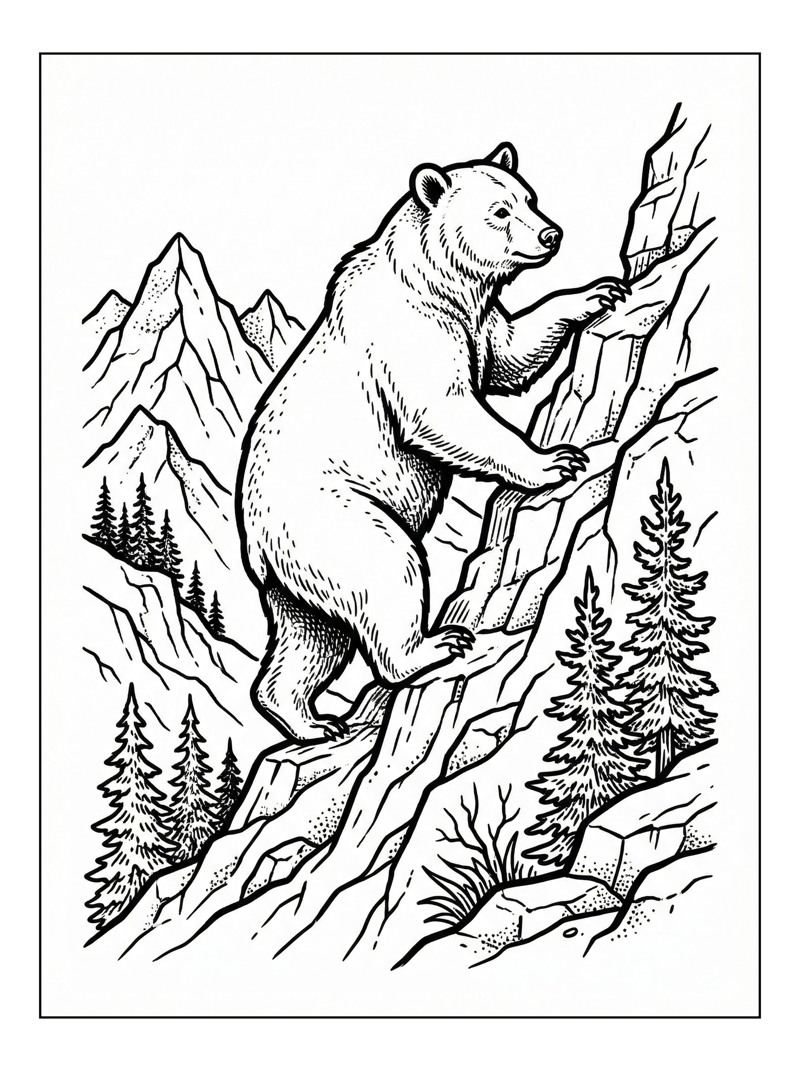 American Black Bear Climbing Mountain
