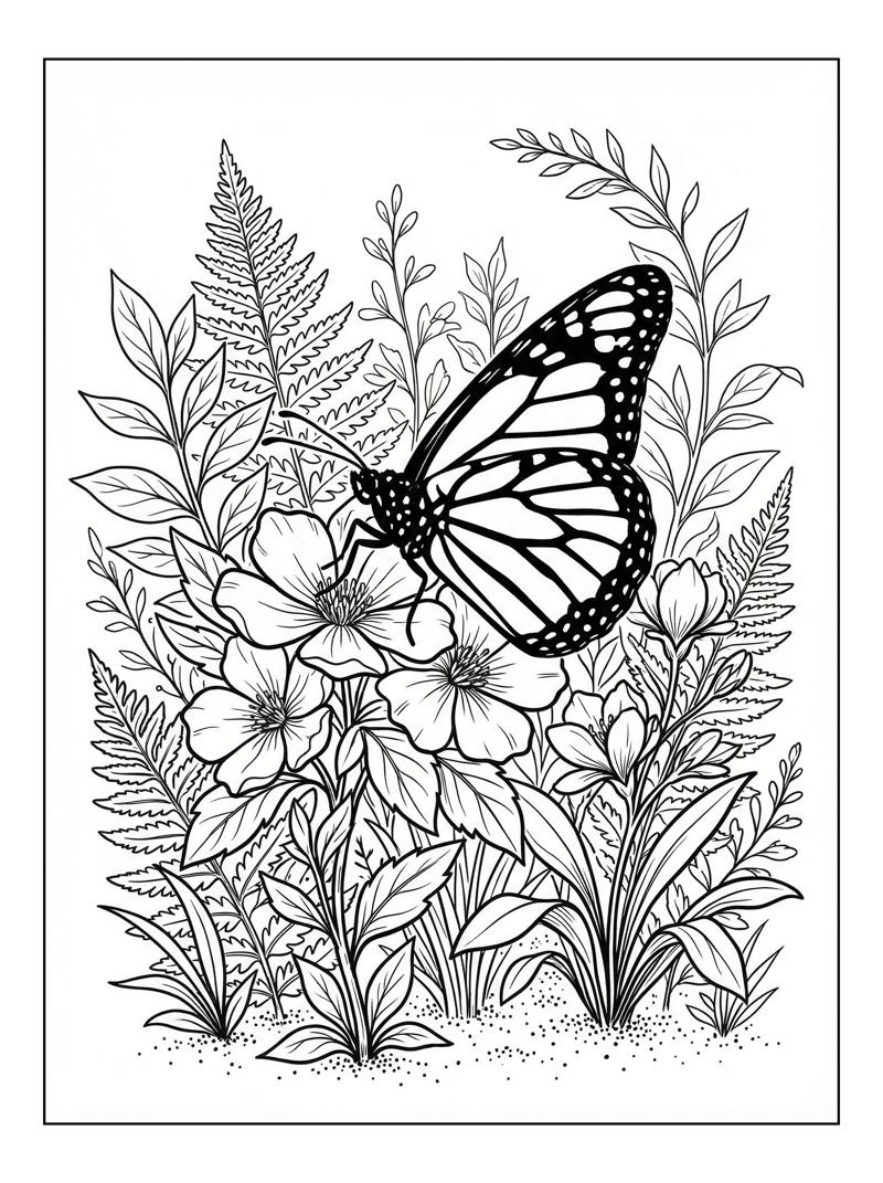 Monarch Butterfly Sipping Nectar Garden
