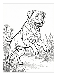 Rottweiler Jumping In Meadow
