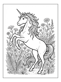 Unicorn Prancing In Rainbow Meadow
